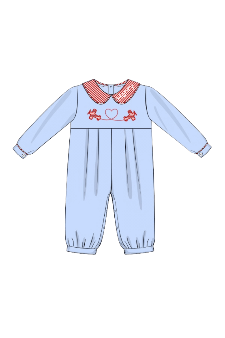 The Smocked Flamingo Apparel & Accessories Applique Love is in the Air Knit Romper