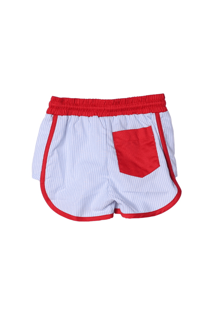 The Smocked Flamingo Apparel & Accessories Applique Mouse Blue Stripe 2pc Rash Guard and Trunks