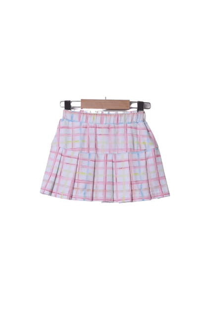 The Smocked Flamingo Apparel & Accessories Applique Pencil Pastel Plaid Skort Set