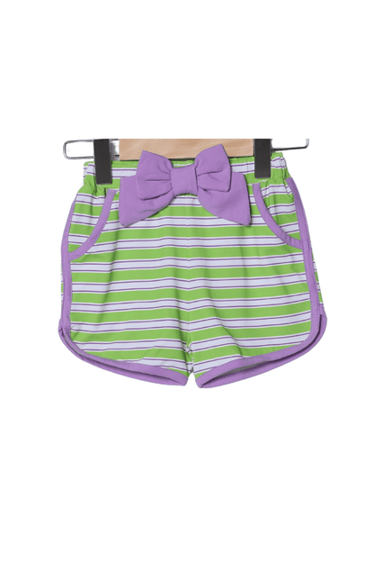 The Smocked Flamingo Apparel & Accessories Applique Purple Pumpkin Mouse Bow Short Set
