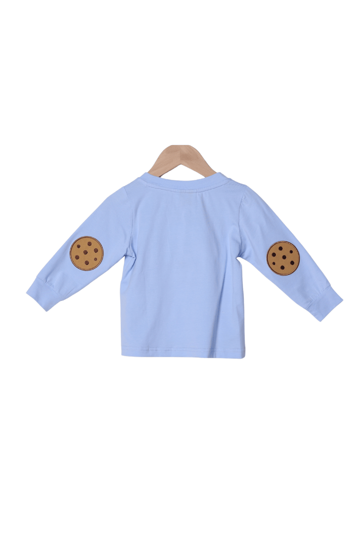 The Smocked Flamingo Apparel & Accessories Applique Santa's Cookies Blue Shirt