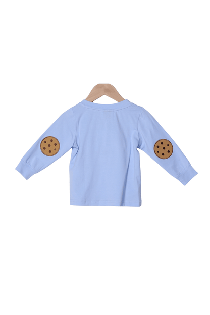 The Smocked Flamingo Apparel & Accessories Applique Santa's Cookies Blue Shirt