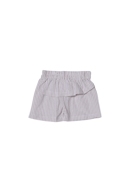 The Smocked Flamingo Apparel & Accessories Applique Sea Shell Khaki Pinstripe Short Set