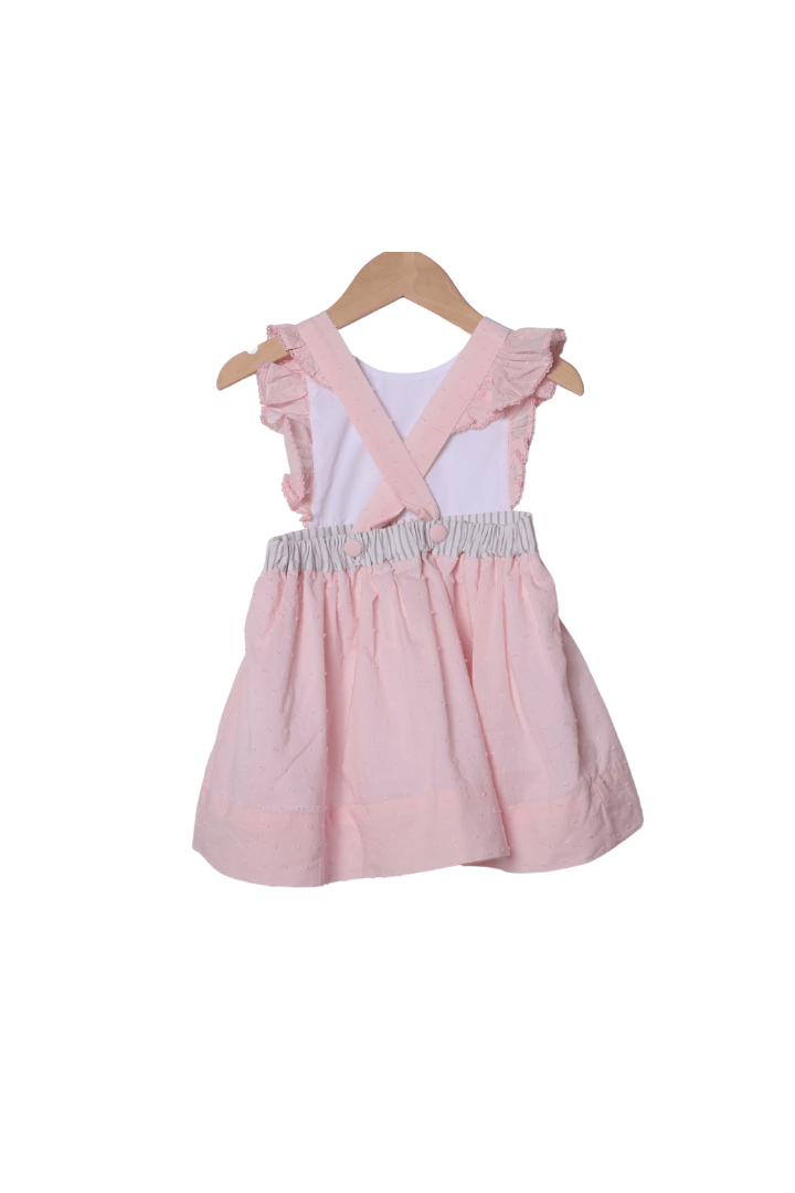 The Smocked Flamingo Apparel & Accessories Applique Sea Shell PInk Swiss Dot Dress