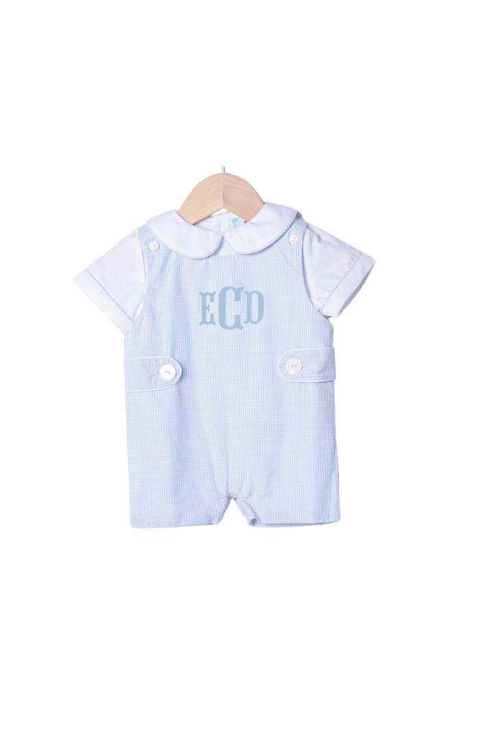 The Smocked Flamingo Apparel & Accessories Baby Blue Gingham 2Pc Jon Jon