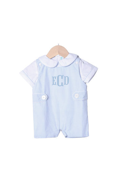 The Smocked Flamingo Apparel & Accessories Baby Blue Gingham 2Pc Jon Jon