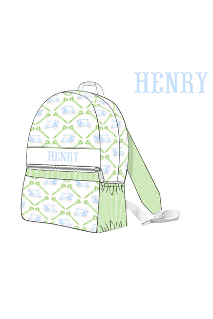 The Smocked Flamingo Apparel & Accessories Backpack Pre-Order Custom Smock Let's Golf Blue Lunch Box Luggage