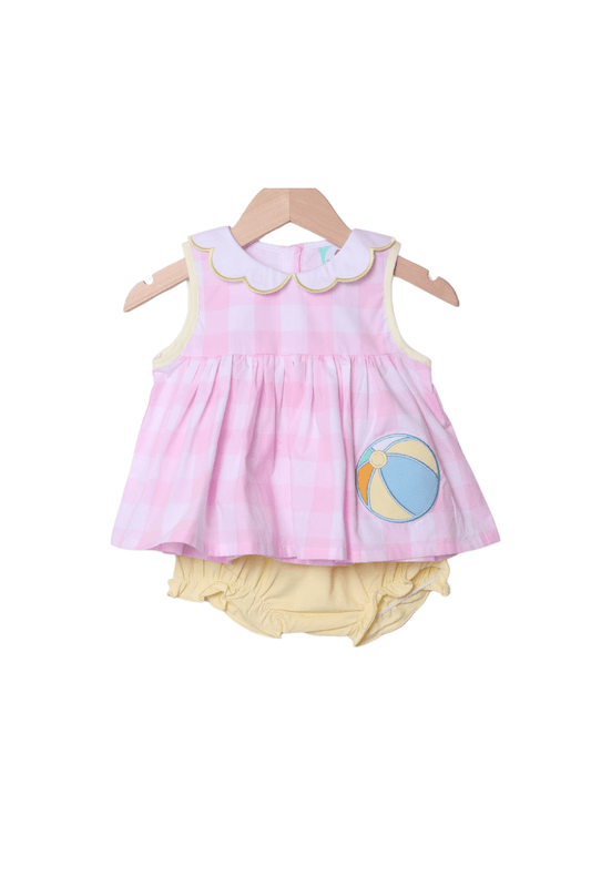 The Smocked Flamingo Apparel & Accessories Beach Ball Pink Gingham Bloomer Set