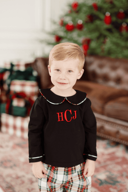 The Smocked Flamingo Apparel & Accessories Black and Red Tartan Plaid Pant Set
