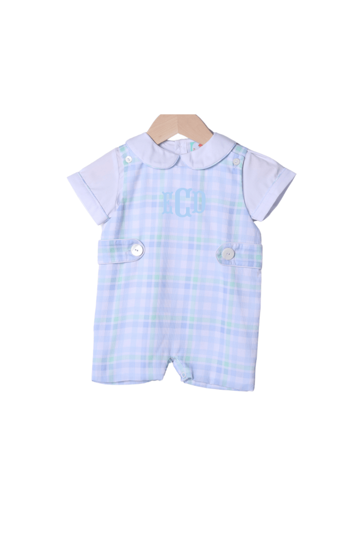 The Smocked Flamingo Apparel & Accessories Blue and Green Plaid 2Pc Jon Jon