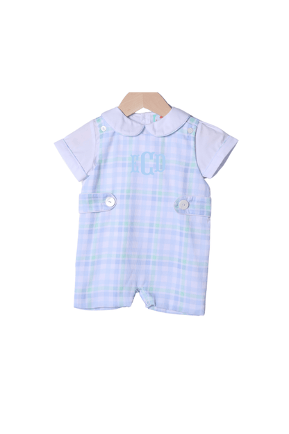 The Smocked Flamingo Apparel & Accessories Blue and Green Plaid 2Pc Jon Jon