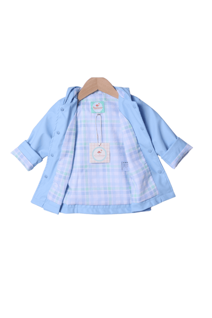 The Smocked Flamingo Apparel & Accessories Blue and Green Plaid Raincoat