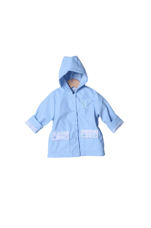 The Smocked Flamingo Apparel & Accessories Blue and Green Plaid Raincoat