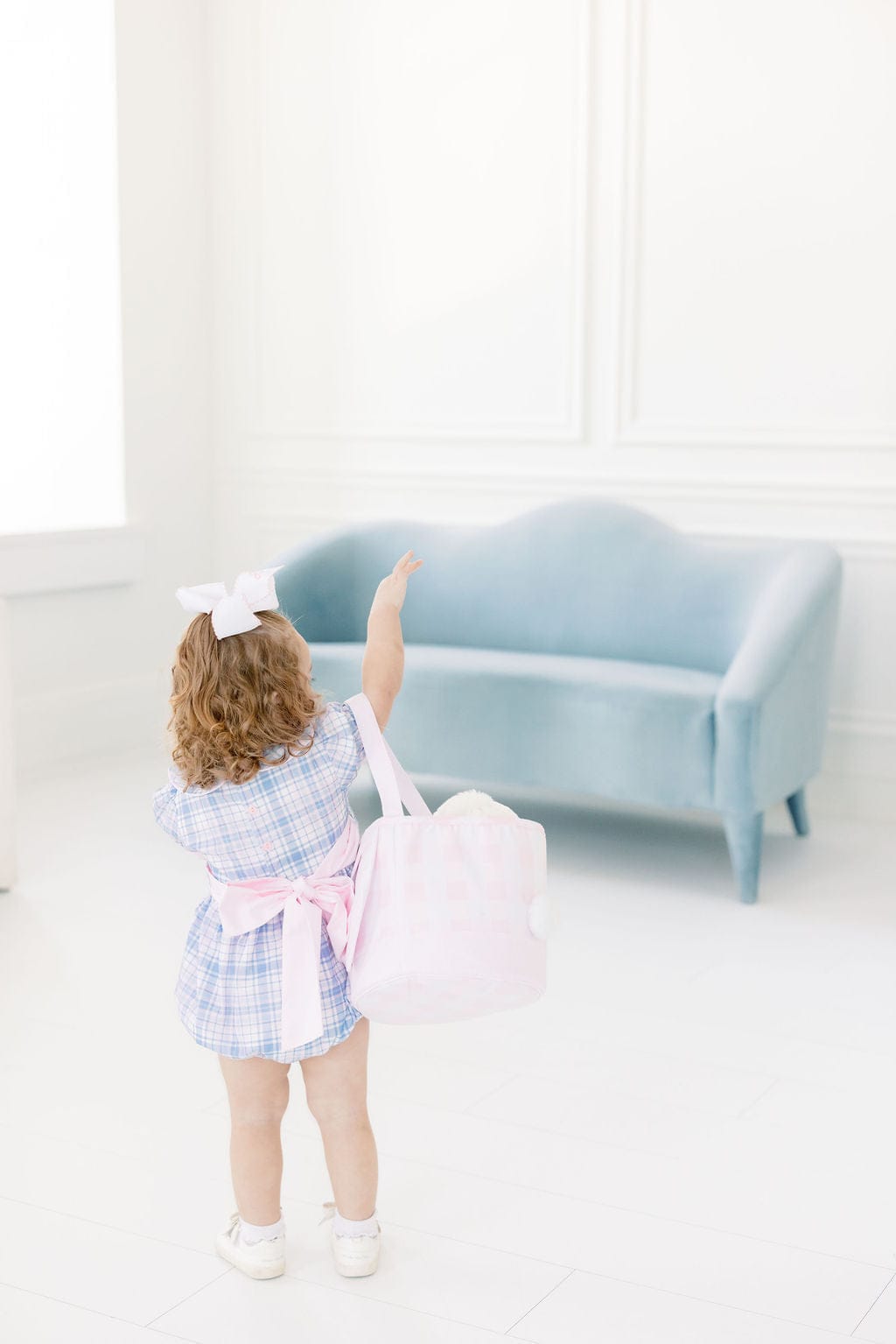 The Smocked Flamingo Apparel & Accessories Blue and Pink Plaid Peter Pan Collar Bubble