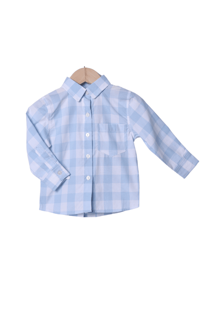 The Smocked Flamingo Apparel & Accessories Blue Buffalo Check Button Down Shirt