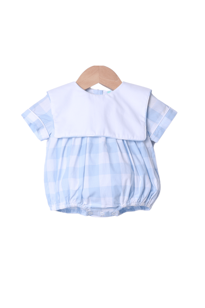 Smocked Mallard Blue Gingham Bubble main image 1