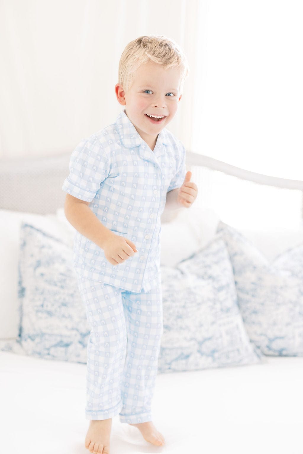 The Smocked Flamingo Apparel & Accessories Blue Gingham Easter Lounge Set