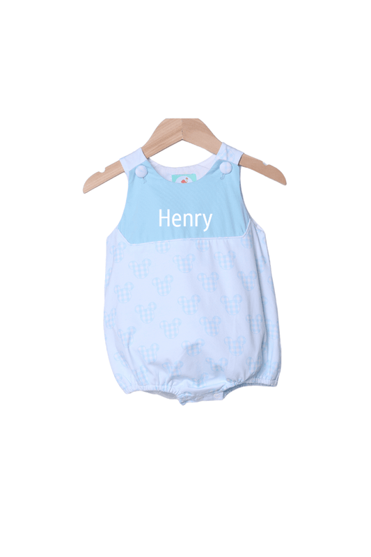 The Smocked Flamingo Apparel & Accessories Blue Gingham Mouse Bubble