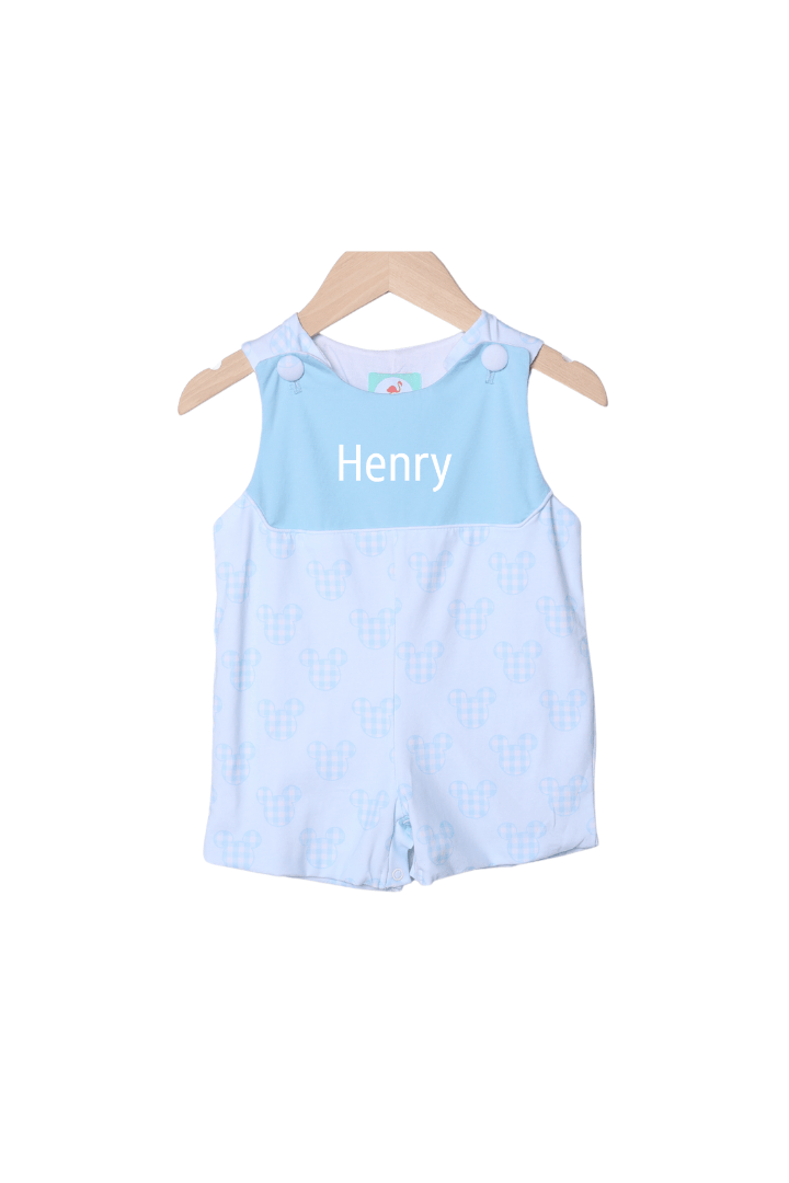 The Smocked Flamingo Apparel & Accessories Blue Gingham Mouse Jon Jon