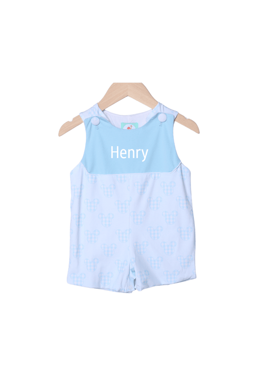 The Smocked Flamingo Apparel & Accessories Blue Gingham Mouse Jon Jon