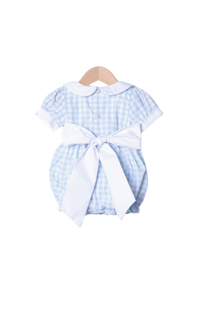 The Smocked Flamingo Apparel & Accessories Blue Gingham Peter Pan Bow Bubble
