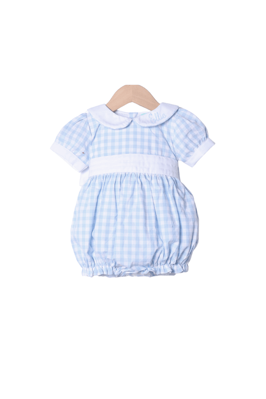 The Smocked Flamingo Apparel & Accessories Blue Gingham Peter Pan Bow Bubble