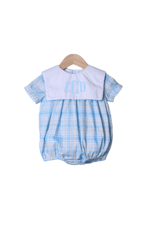 The Smocked Flamingo Apparel & Accessories Blue, Green and Yellow Plaid Bib Bubble