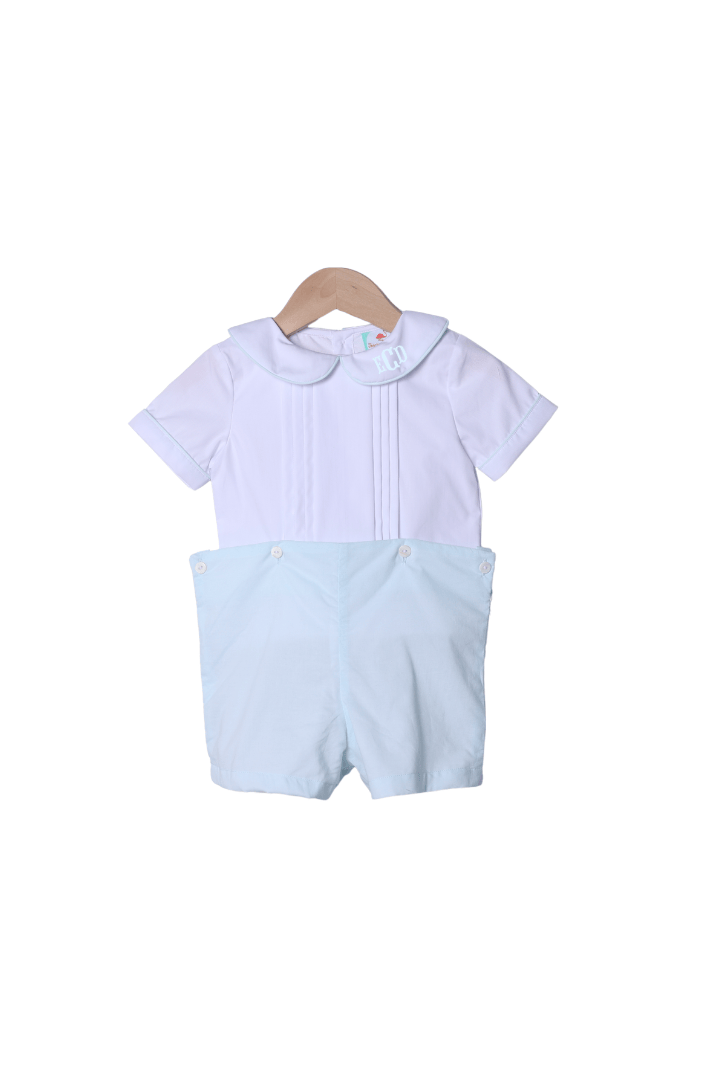 The Smocked Flamingo Apparel & Accessories Blue Heirloom Short Set