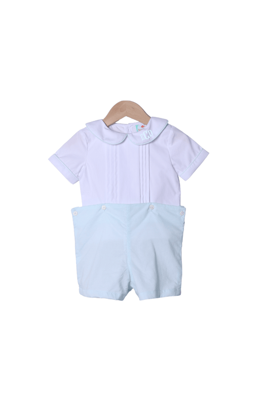 The Smocked Flamingo Apparel & Accessories Blue Heirloom Short Set