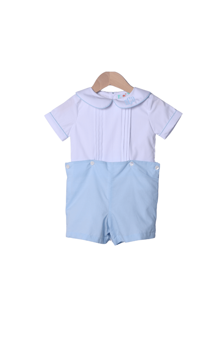 The Smocked Flamingo Apparel & Accessories Blue Heirloom Short Set