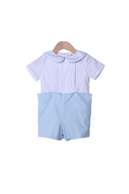 The Smocked Flamingo Apparel & Accessories Blue Heirloom Short Set