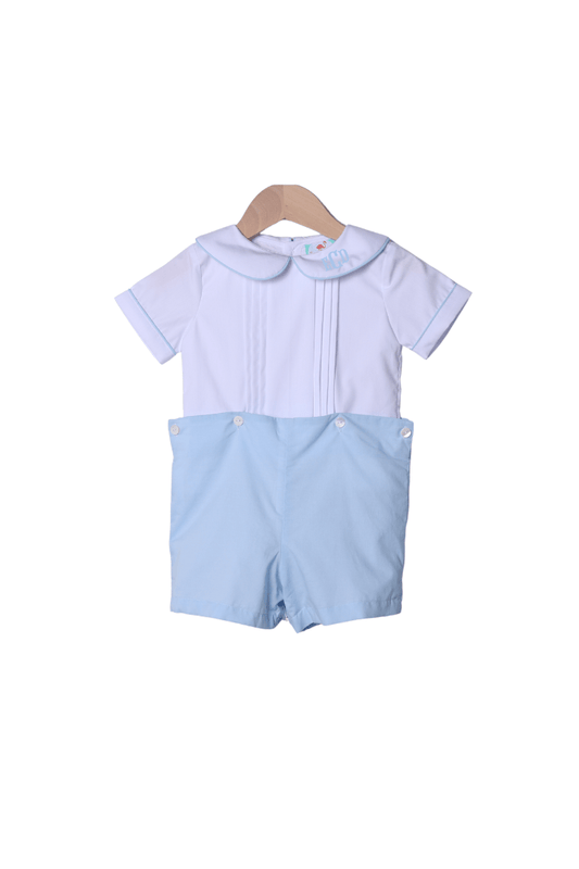The Smocked Flamingo Apparel & Accessories Blue Heirloom Short Set