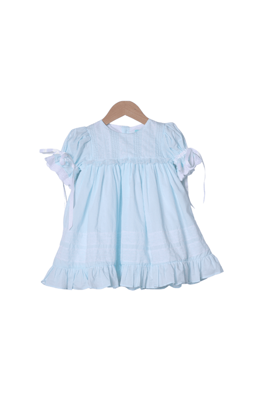 The Smocked Flamingo Apparel & Accessories Blue Lace Heirloom Dress