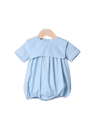 Blue Seersucker Classic Bib Bubble