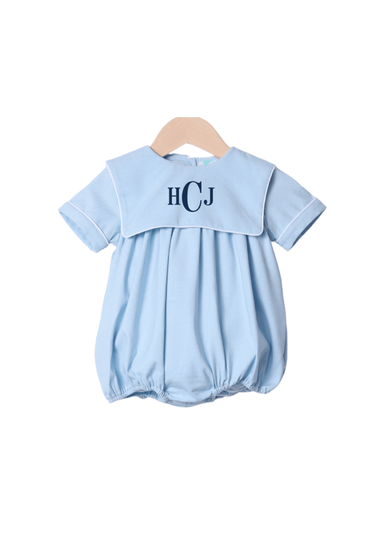The Smocked Flamingo Apparel & Accessories Blue Linen Bib Bubble