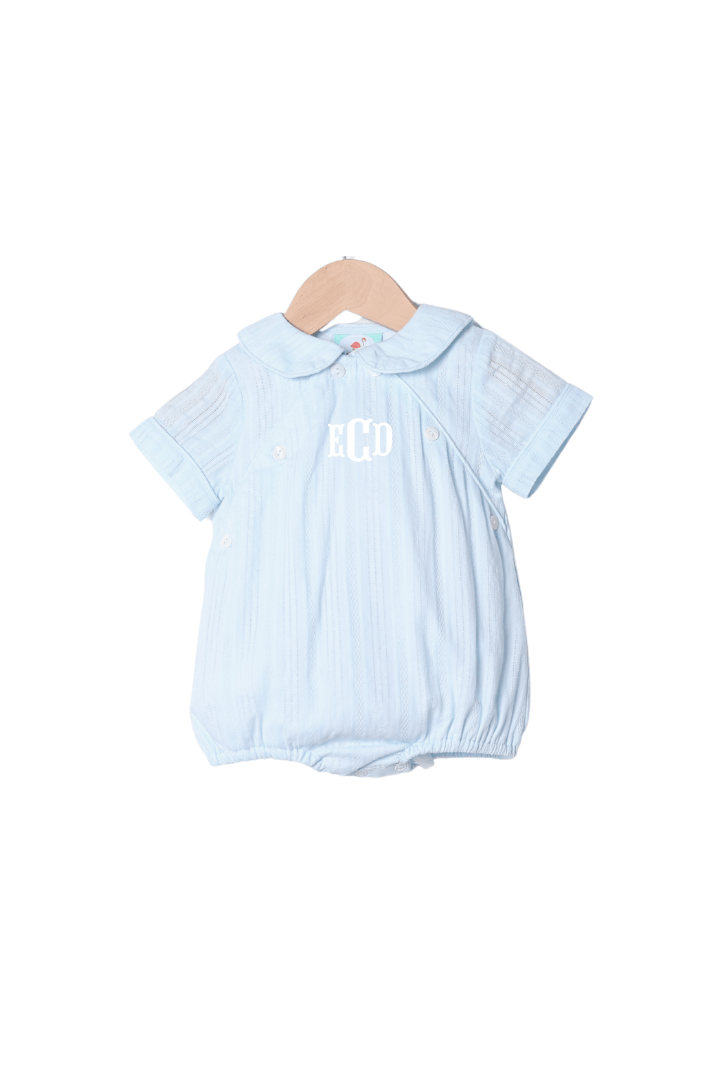 The Smocked Flamingo Apparel & Accessories Blue Linen Button Classic Button Bubble