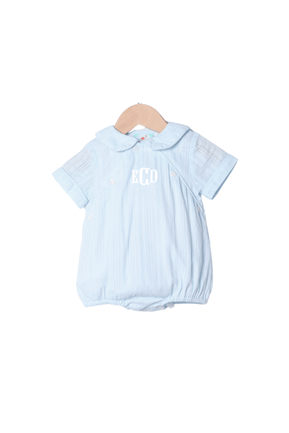 The Smocked Flamingo Apparel & Accessories Blue Linen Button Classic Button Bubble