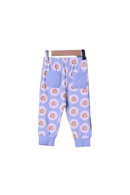 The Smocked Flamingo Apparel & Accessories Blue Pumpkin Long Sleeve Pajamas