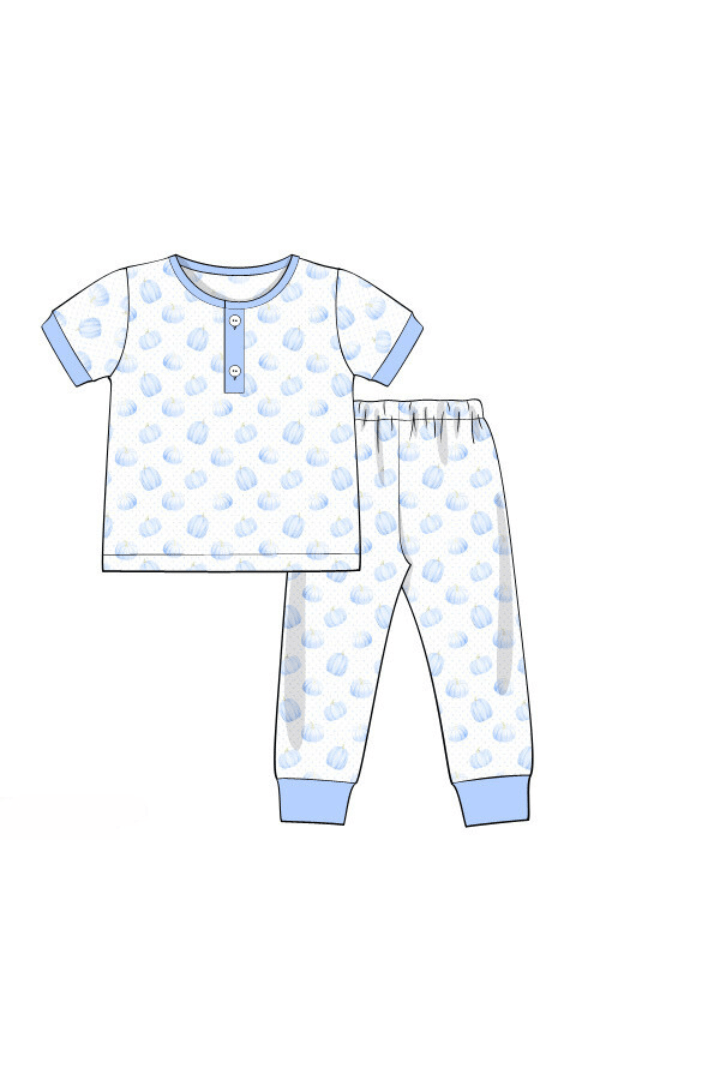 The Smocked Flamingo Apparel & Accessories Blue Pumpkin Pajamas