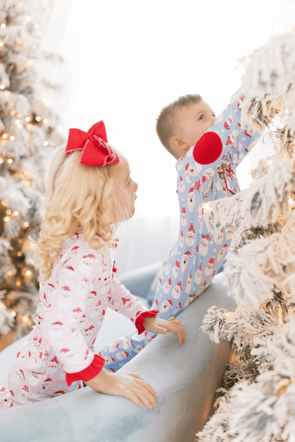The Smocked Flamingo Apparel & Accessories Blue Santa Lounge Set