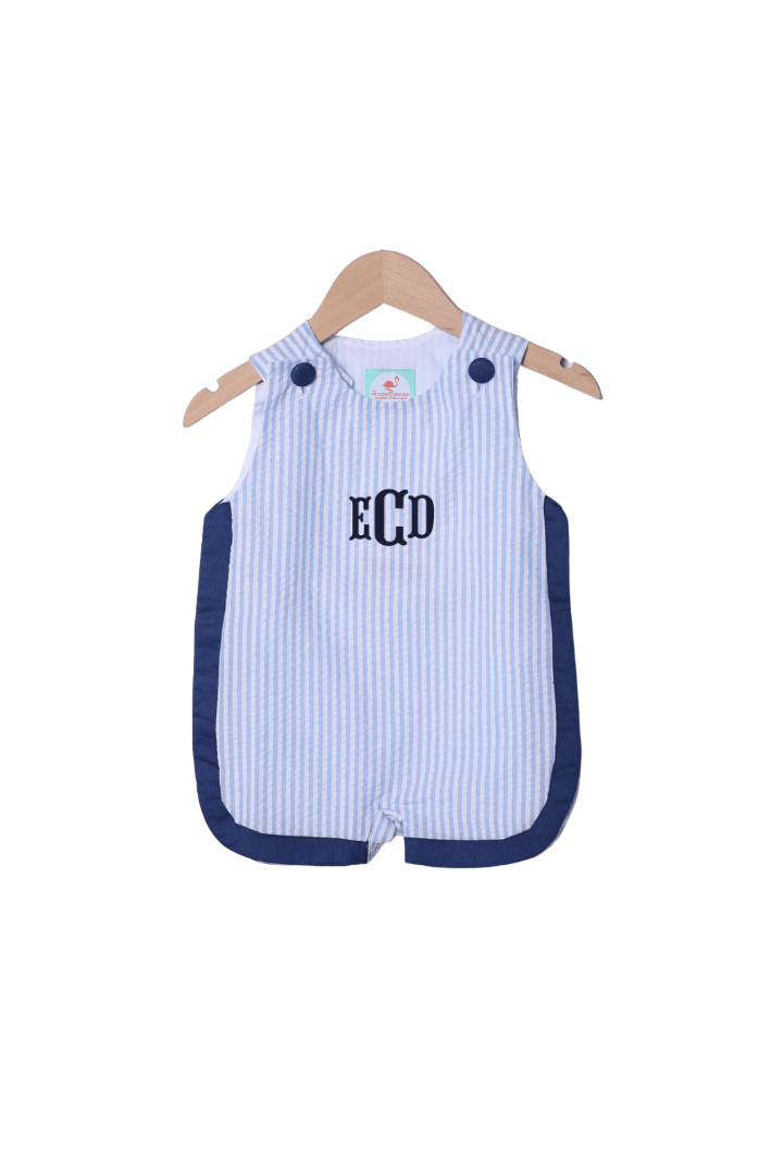 The Smocked Flamingo Apparel & Accessories Blue Seersucker Classic Jon Jon
