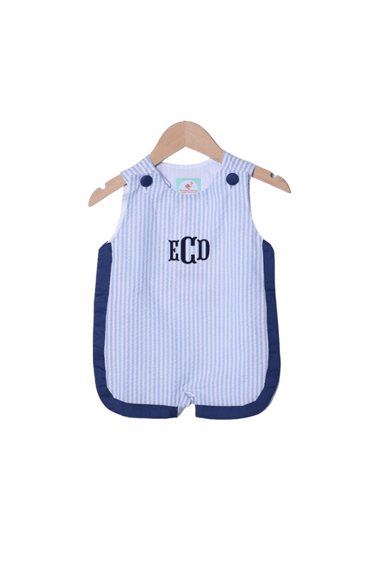 The Smocked Flamingo Apparel & Accessories Blue Seersucker Classic Jon Jon