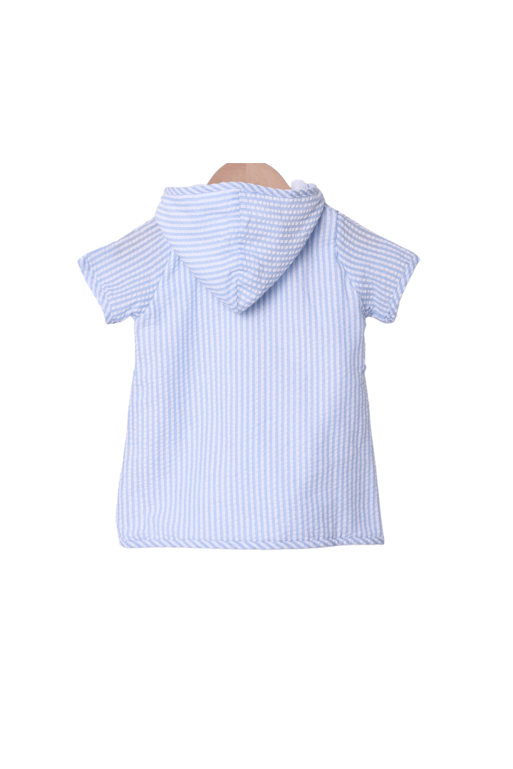 The Smocked Flamingo Apparel & Accessories Blue Seersucker Cover-Up
