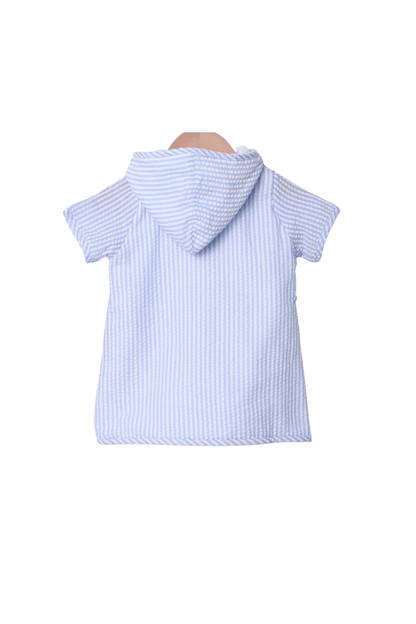 The Smocked Flamingo Apparel & Accessories Blue Seersucker Cover-Up