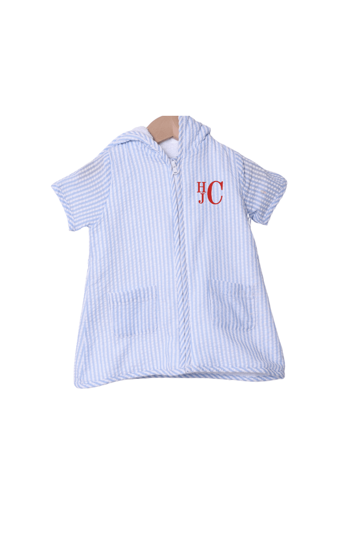 The Smocked Flamingo Apparel & Accessories Blue Seersucker Cover-Up