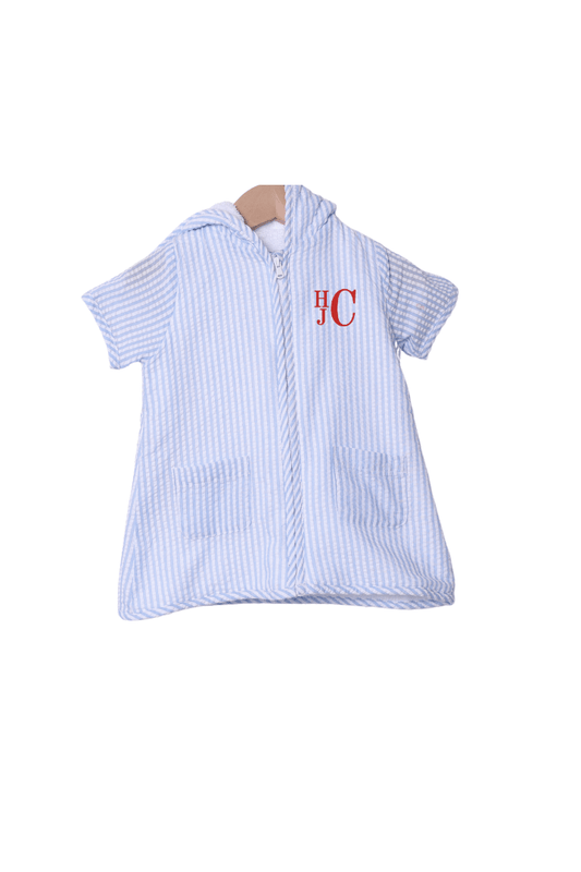 The Smocked Flamingo Apparel & Accessories Blue Seersucker Cover-Up