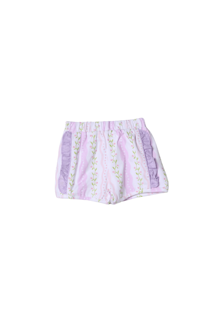 The Smocked Flamingo Apparel & Accessories Bullion Bunny Lavender Linen Floral Short Set