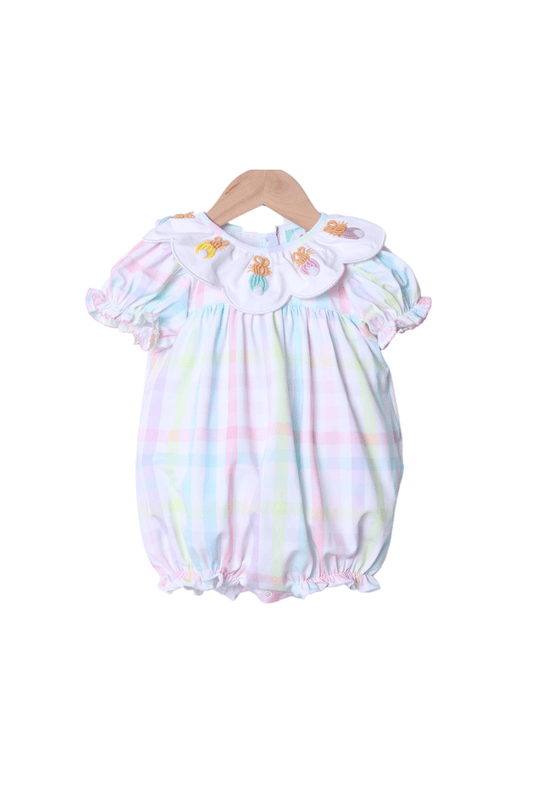 The Smocked Flamingo Apparel & Accessories Bullion Bunny Pastel Plaid Scalloped Bubble