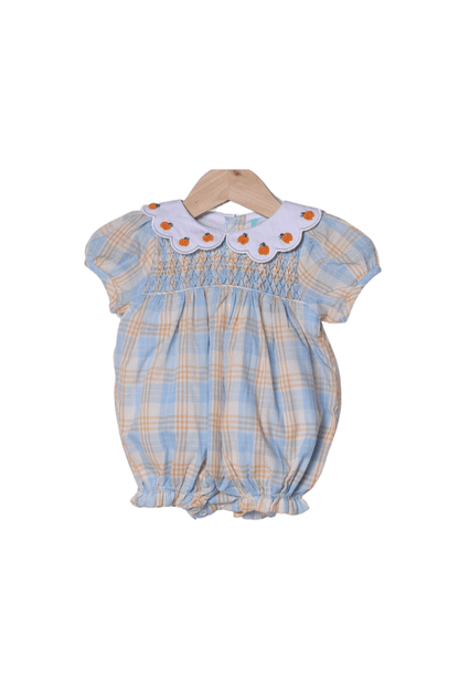 The Smocked Flamingo Apparel & Accessories Bullion Pumpkin Blue and Orange Plaid Bubble