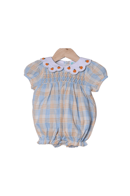 The Smocked Flamingo Apparel & Accessories Bullion Pumpkin Blue and Orange Plaid Bubble